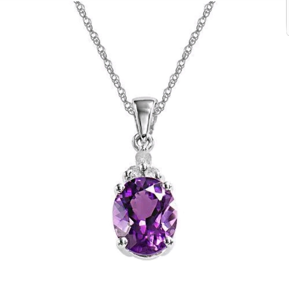 ⭐ Amethyst Sterling Silver Pendant Necklace